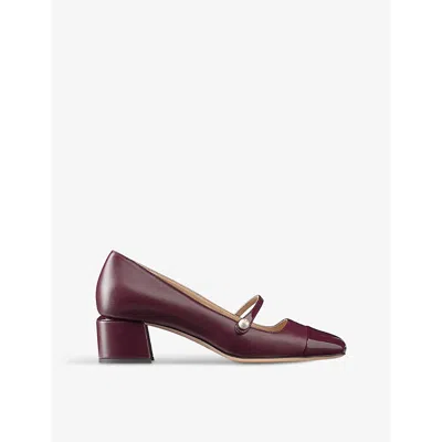 JIMMY CHOO WOMENS GARNET/GARNET ELISA 45 FAUX PEARL-EMBELLISHED PATENT-LEATHER HEELED COURTS EUR 40 / 7 UK