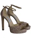 Jimmy Choo Women's Glitter Platform Sandal (authentic Pre-loved) In Neutral