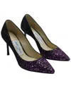 Jimmy Choo Romy 100 Pumps In Pink And Black Glitter In Purple