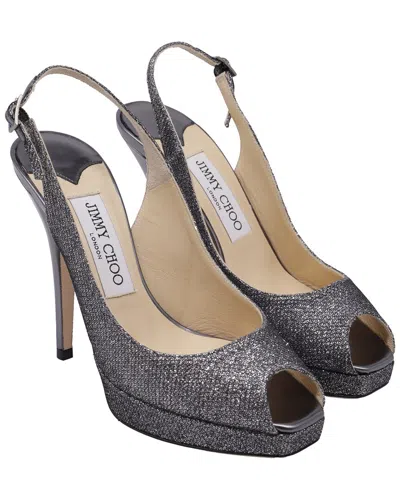 Jimmy Choo Women's Glitter Slingback Peep Toe Pump (authentic Pre-loved) In Silver