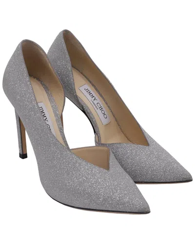 Pre-owned Jimmy Choo Women's Glitter Sophia 100 Pump (authentic Pre-loved) In Silver