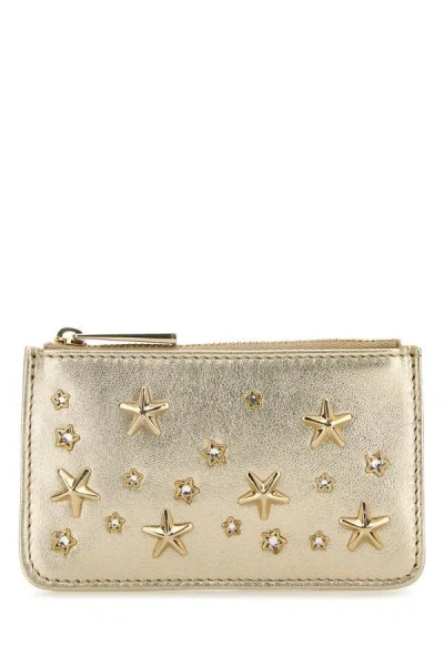 コインケース・小銭入れ Gold Nappa Leather Navy Card Holder from Jimmy Choo Jimmy Choo Gold Nappa Leather Navy Card Holder In