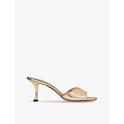 Jimmy Choo Womens Gold Skye Leather Sandals