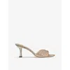 Jimmy Choo Satin Skye Mules Embellished Design Mid Heel In Gold/crystal
