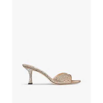 JIMMY CHOO WOMENS JIMMY CHOO SKYE 70 CRYSTAL-EMBELLISHED SATIN SANDALS