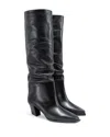 Jimmy Choo Hart 60 Slouch Leather Knee-high Boots In Black