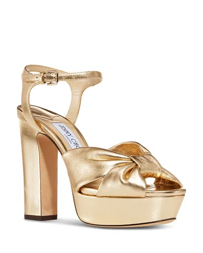 Jimmy Choo Gold Leather Heloise 100 Metallic Sandals