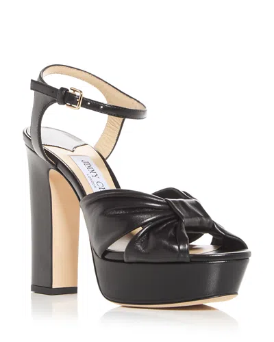 JIMMY CHOO WOMEN'S HELOISE 120 SNAKE EMBOSSED HIGH BLOCK HEEL PLATFORM SANDALS