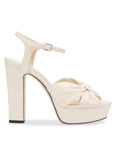 Jimmy Choo Heloise Leather Ankle-strap Platform Sandals In Neutral