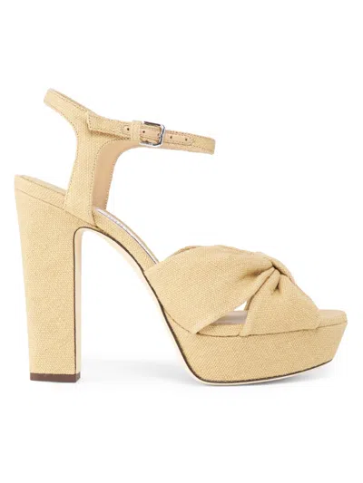 Jimmy Choo Women's Heloise 120mm Linen Platform Sandals In Nude