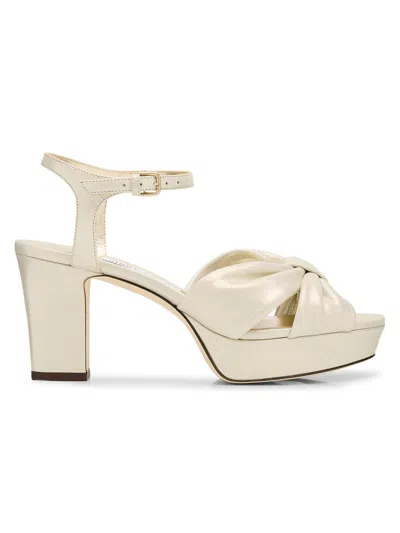 Jimmy Choo Women's Heloise 80mm Shimmer Leather Platform Sandals In White