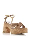 Jimmy Choo Heloise Wedge 95 Platform Sandals In Nappa Leather In Biscuit