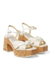 Jimmy Choo Heloise Wedge 95 Platform Sandals In Latte In Latte
