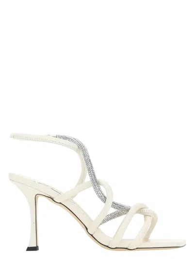 JIMMY CHOO WOMEN'S IVORY LEATHER LONNIE 90 SANDALS