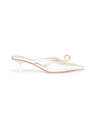 Jimmy Choo Women Ivory Satin Sana Mule 50 Mules In Multi