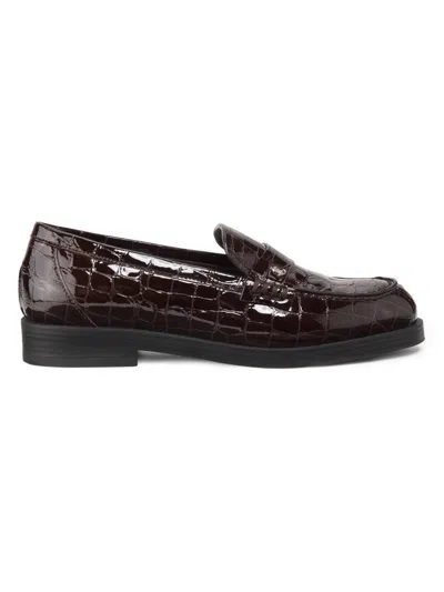 Jimmy Choo Women's Ivy Croc-embossed Polished Leather Loafers In Brown