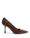 Jimmy Choo Ixia Pointed Toe Suede Pumps In Brown