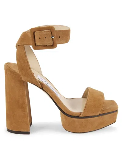 Jimmy Choo Women's Jax Heel 115mm Suede Platform Block-heel Sandals