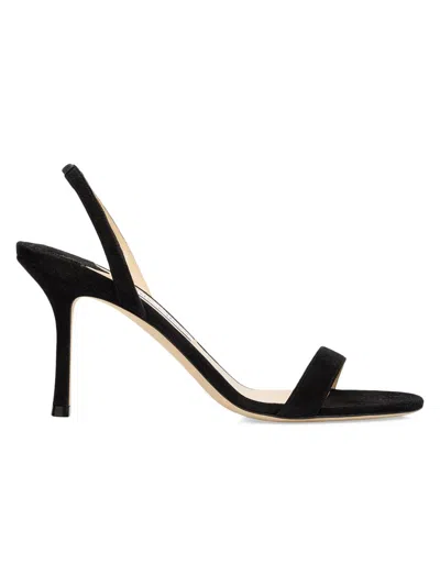 Jimmy Choo Jenn 85mm Suede Slingback Sandals In Black