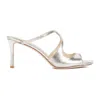 Jimmy Choo Champagne Laminated Leather Clogs In Silver