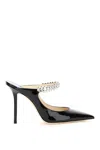 Jimmy Choo Bing 100 Crystal-embellished Patent-leather Mules In Black
