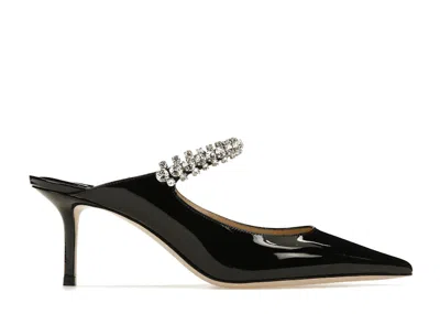 Pre-owned Jimmy Choo Women's  Bing 65mm Heeled Mule Patent Leather Sneakers In Black