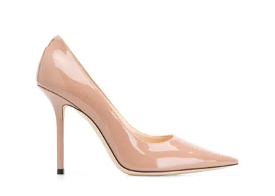 Pre-owned Jimmy Choo Women's  Love 100mm Pump Balletpink Patent Leather Sneakers In Natural