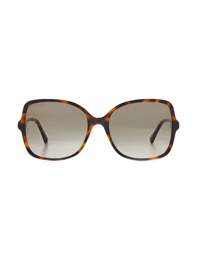 Jimmy Choo Women's Judy 57mm Square Glitter Sunglasses In Brown / Tortoise