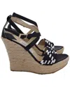 Jimmy Choo Woven Espadrille Wedge Sandals In Black Jute And Leather In Black