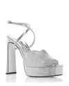 Jimmy Choo Karli 125 Glittered Platform Sandals In Silver
