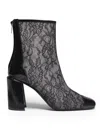 Jimmy Choo Kisu Ab 85 Patent Leather-trimmed Lace Ankle Boots In Black