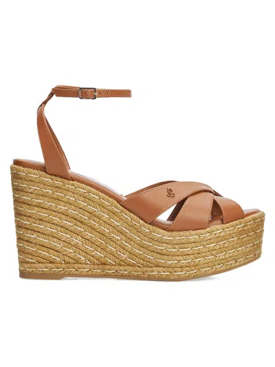 Jimmy Choo Women's Korra 100mm Leather Espadrille Wedge Sandals In Brown