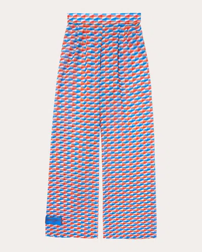 Jimmy Choo Women's Laren Printed Cotton Wide-leg Pants In Paprika/sky