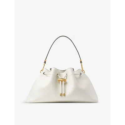 JIMMY CHOO WOMENS LATTE/GOLD CINCH LEATHER SHOULDER BAG