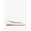Jimmy Choo White Leather Ballerina Flats In Latte/latte