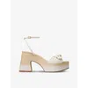 Jimmy Choo Ricia Knotted Bow Platform Sandals In Latte/natural