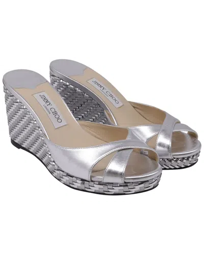 Pre-owned Jimmy Choo Women's Leather Almer 105 Wedge Sandal (authentic Pre-loved)