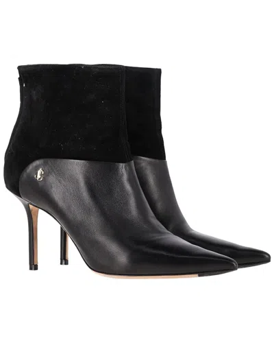 Pre-owned Jimmy Choo Women's Leather Beyla 85 Suede Trimmed Ankle Boot (authentic Pre-loved) In Black