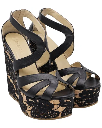 Jimmy Choo Women's Leather Floral Embroidered Cork Wedge Sandal (authentic  Pre-loved) In Multi
