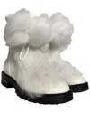 Jimmy Choo Fur Trim Ankle Boots In White Leather In White