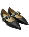 Jimmy Choo Women's Leather Gela Ballerina Shoe (authentic Pre-loved) In Black