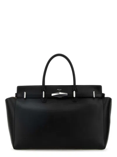 JIMMY CHOO WOMEN'S LEATHER LARGE DIAMOND BELTED SHOPPING BAG