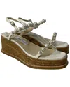 Jimmy Choo Women's Leather Latte Wedge Sandal (authentic Pre-loved) In Silver