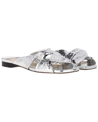 Jimmy Choo Women's Leather Narisa Candy Wrap Flat (authentic Pre-loved) In Silver