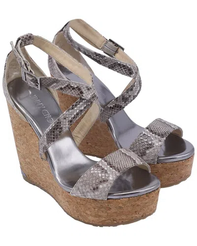 Jimmy Choo Women's Leather Portia 120 Wedge Sandal (authentic Pre-loved) In Multi