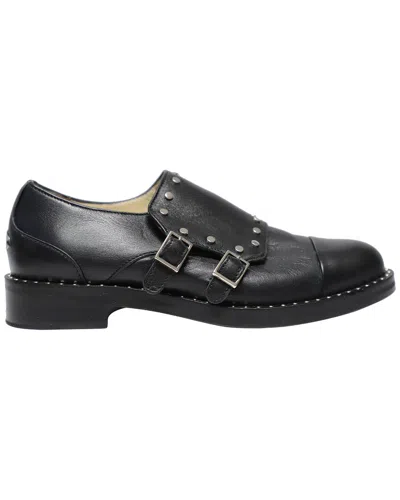 Pre-owned Jimmy Choo Women's Leather Studded Monk Strap Shoe (authentic Pre-loved)
