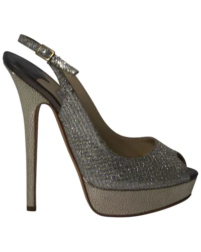 Jimmy Choo Vita Glitter Pumps In Champagne Leather In Silver