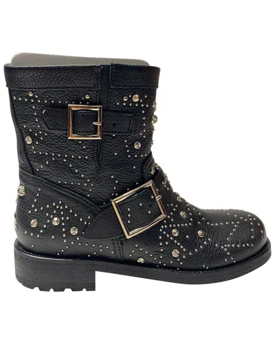 Pre-owned Jimmy Choo Women's Leather Youth Studded Biker Boot (authentic Pre-loved)