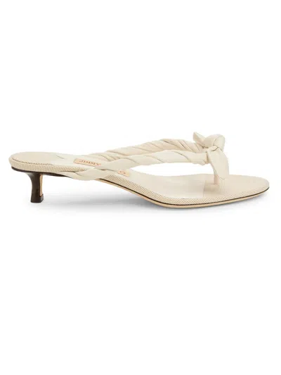 Jimmy Choo 35mm Liss Leather Bow Kitten-heel Sandals In Neutral