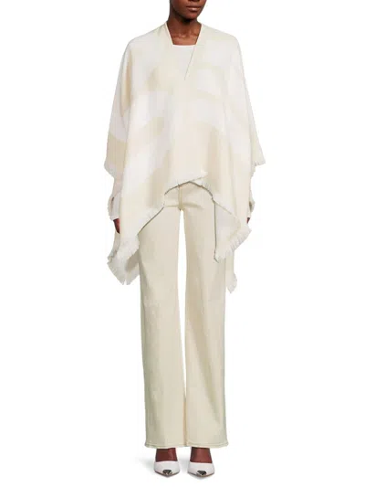 Jimmy Choo Women's Logo Wool Ruana In Beige